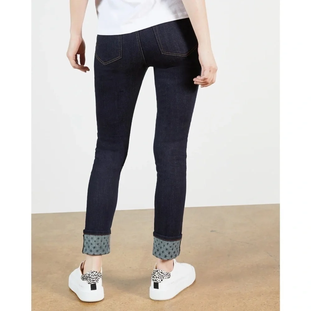 Ted Baker Classic Skinny Dark Wash Jeans Star Printed Cuff - Picture 4 of 13